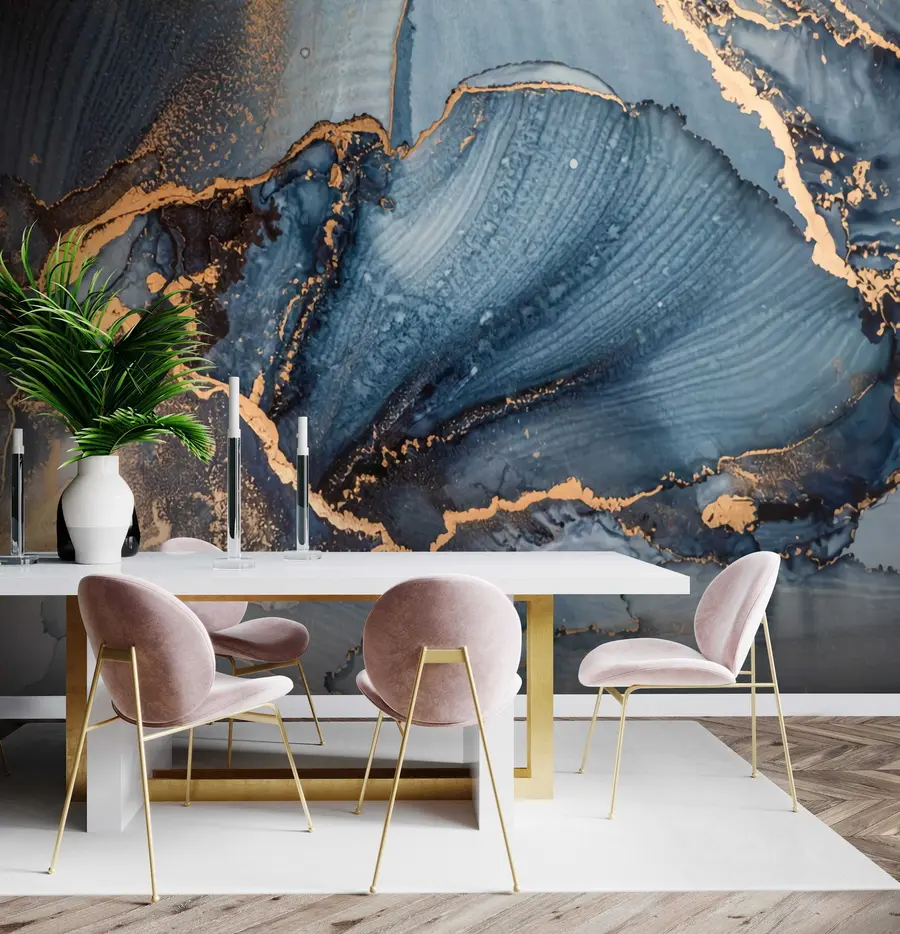 murais de parede Arte abstrata azul, mármore, fluido u70781