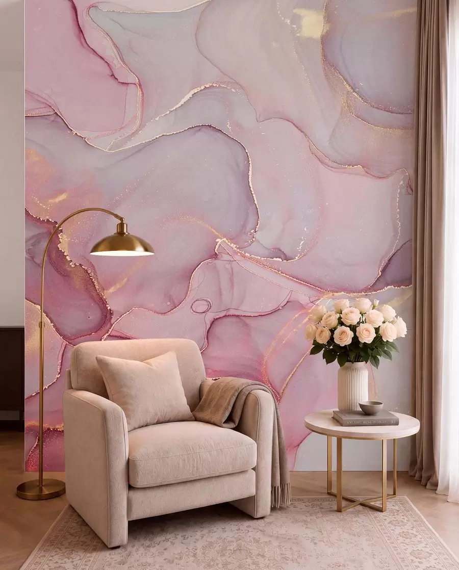 murais de parede Fluido em rosa u70787