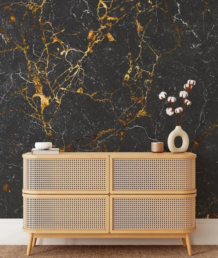 murais de parede Mármore preto com veios u71335