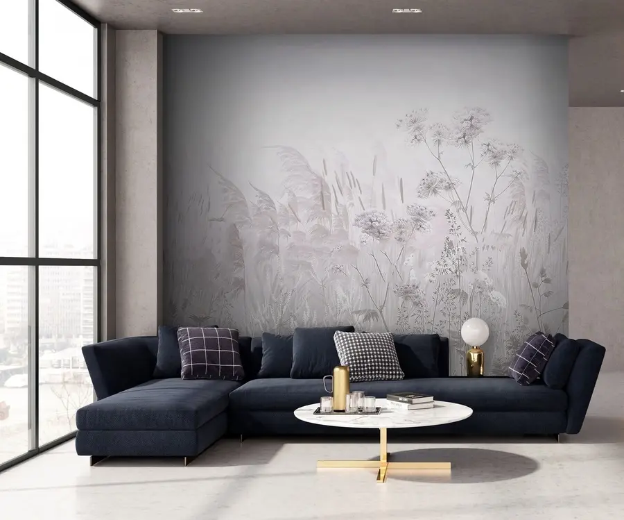 murais de parede flores silvestres bege acinzentadas u00104v2