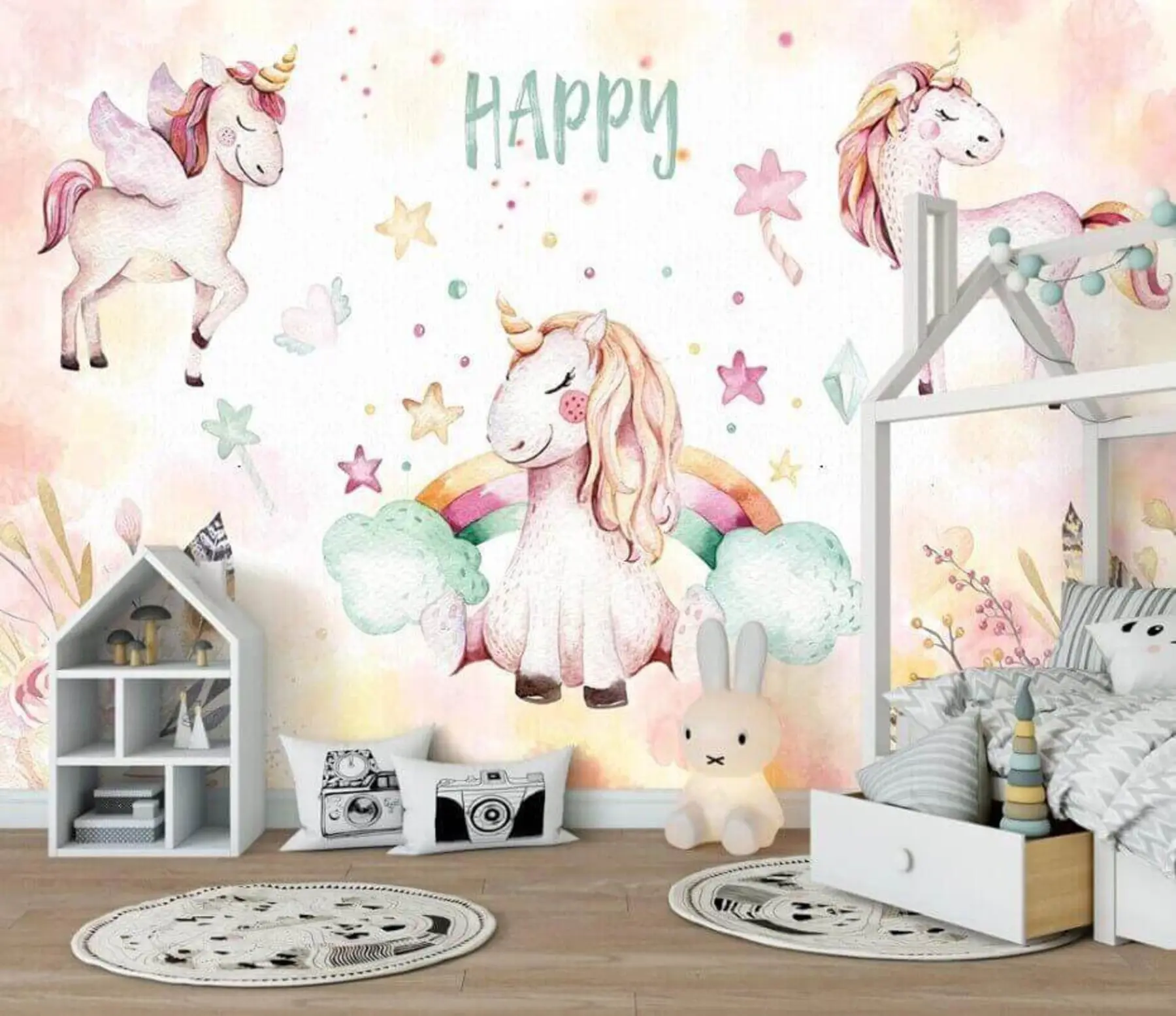 murais de parede Cavalo, vertebrado e branco u23772