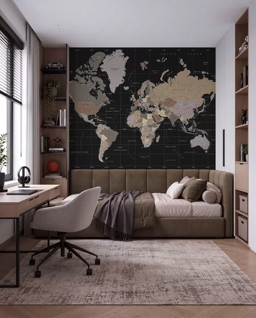 murais de parede Mapa pormenorizado do mundo u99477
