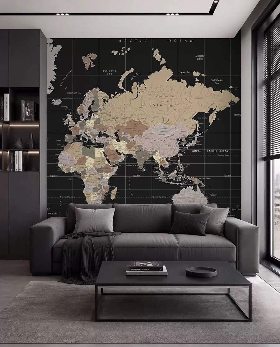 murais de parede Mapa pormenorizado do mundo u99477