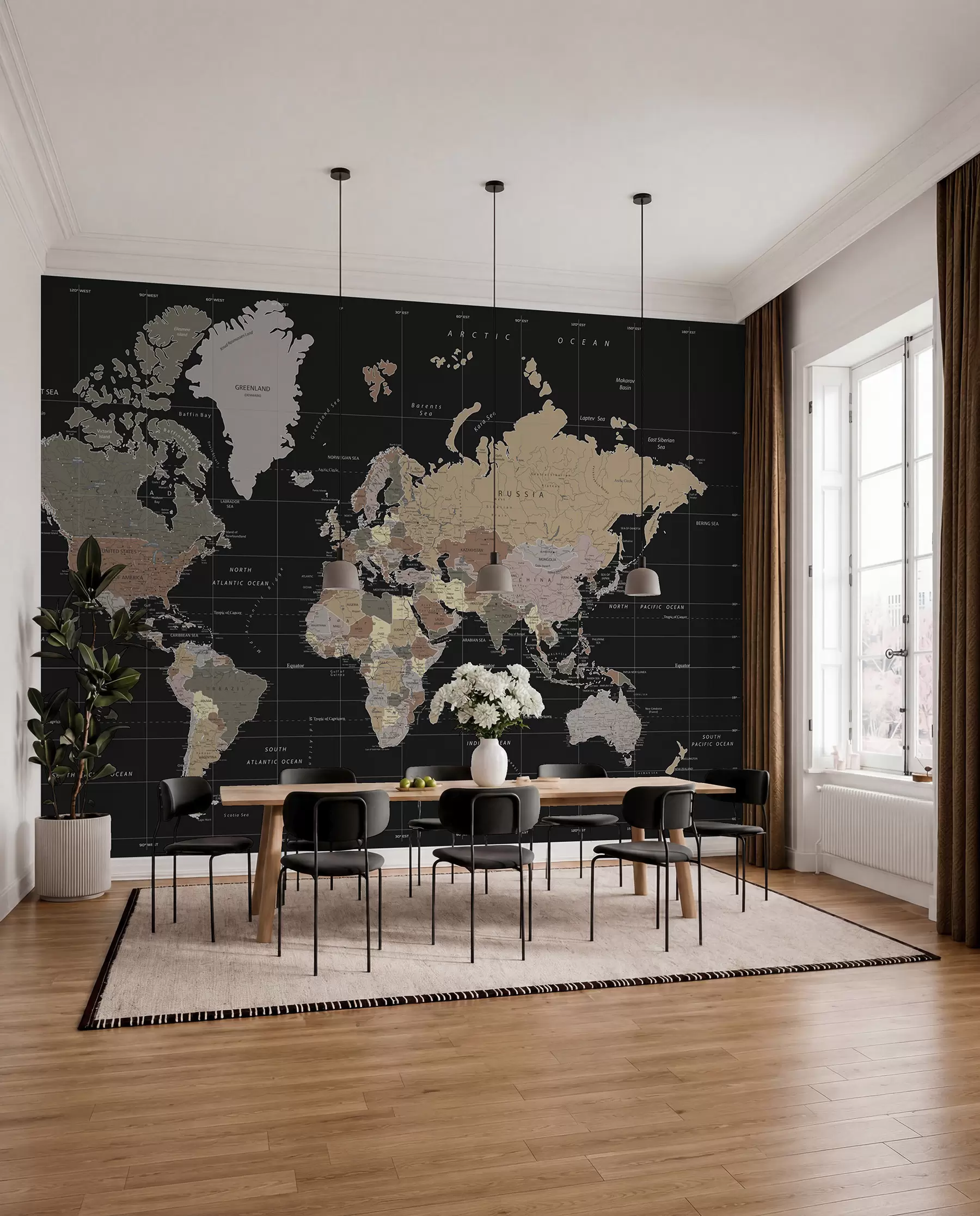 murais de parede Mapa pormenorizado do mundo u99477