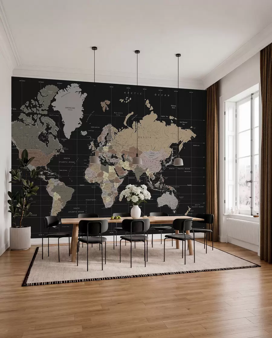 murais de parede Mapa pormenorizado do mundo u99477