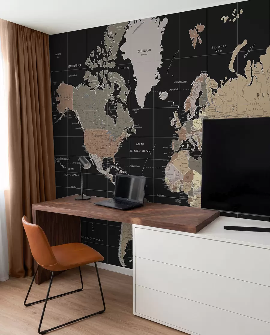 murais de parede Mapa pormenorizado do mundo u99477