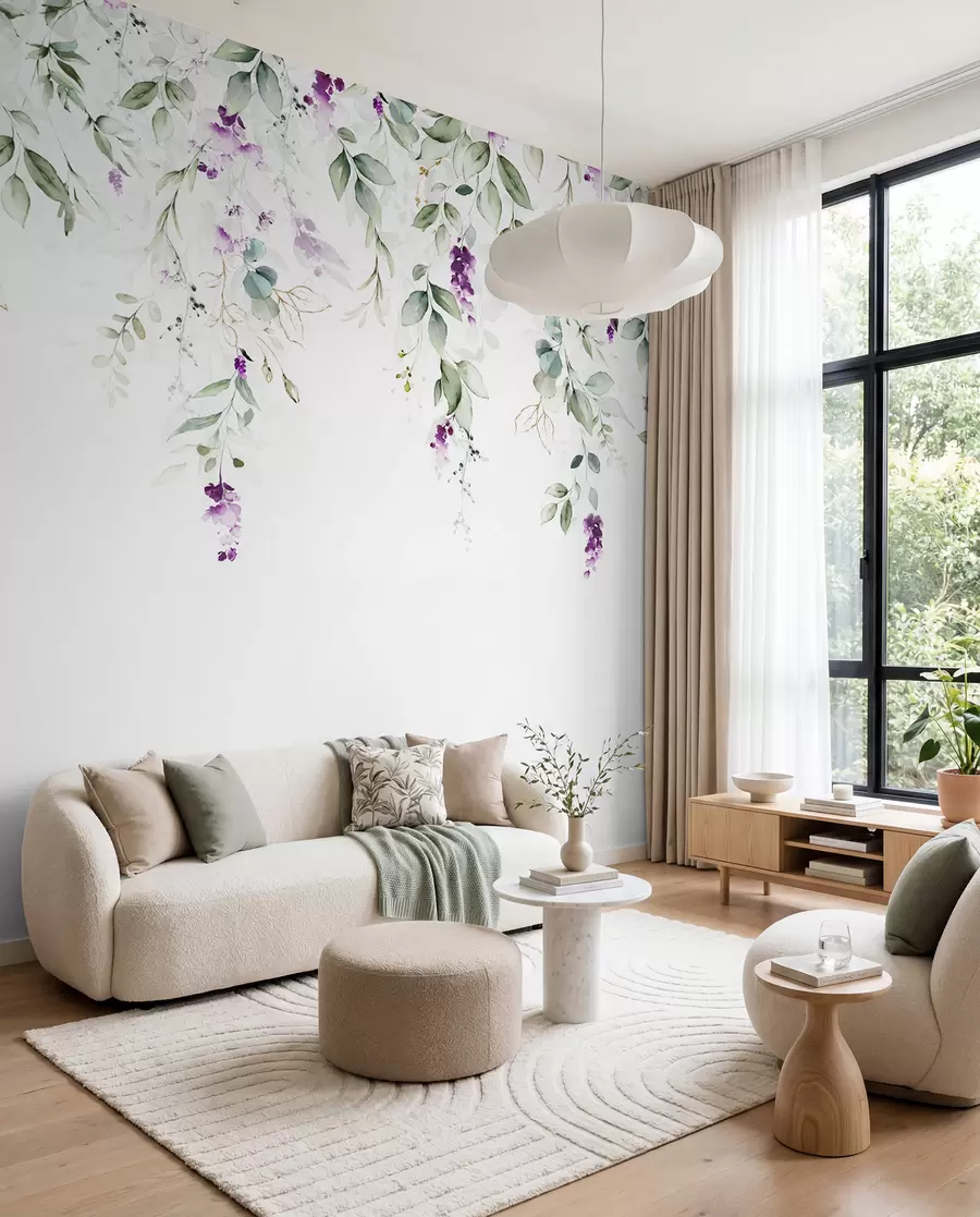 murais de parede composição de aguarela com flores de lavanda u99687