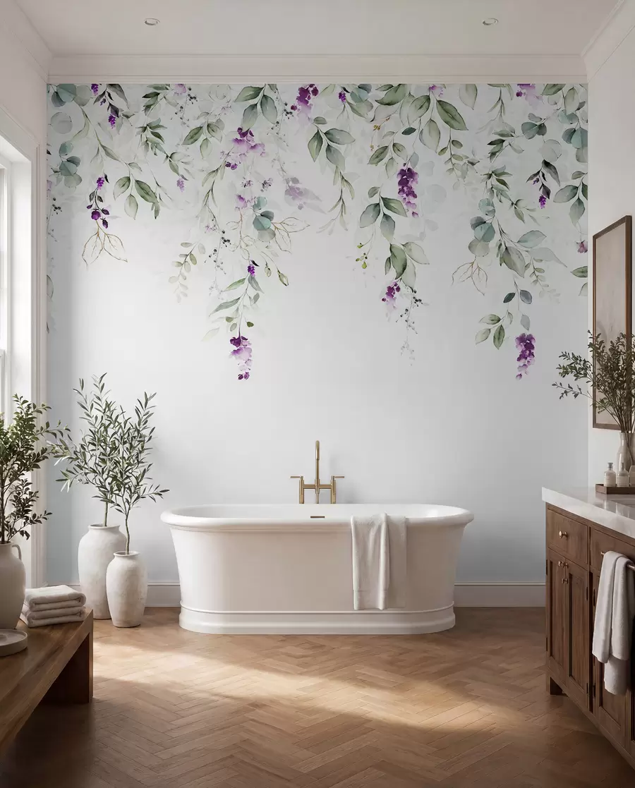 murais de parede composição de aguarela com flores de lavanda u99687