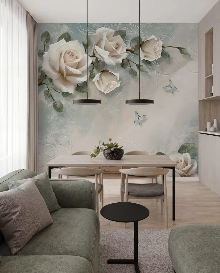 murais de parede Um ramo de rosa-creme u31353d1