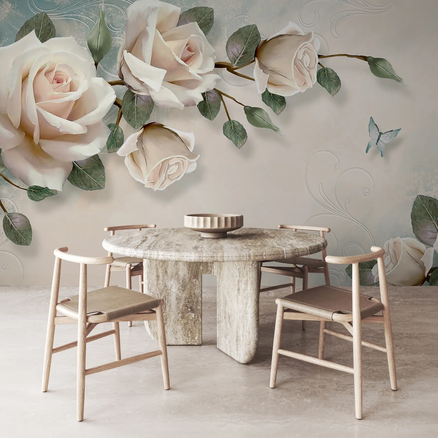 murais de parede Um ramo de rosa-creme u31353d2