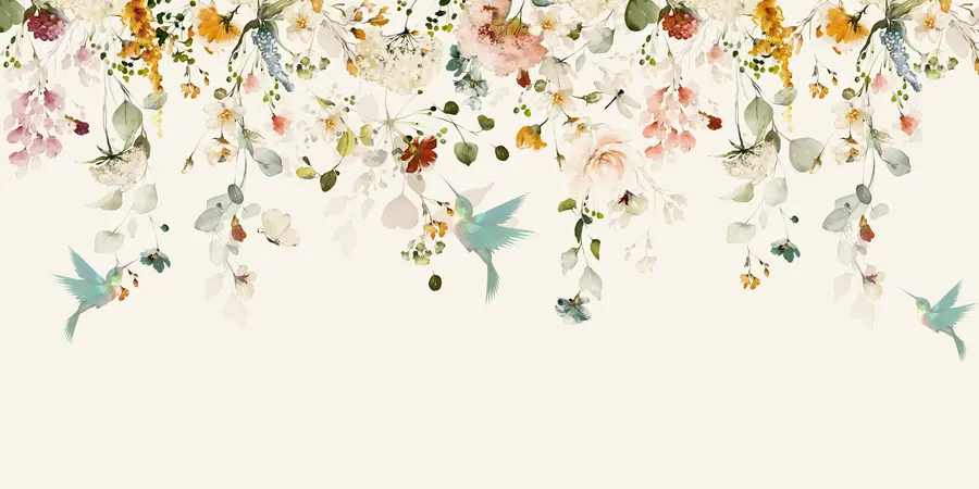 murais de parede Flores e beija-flores u59610d2