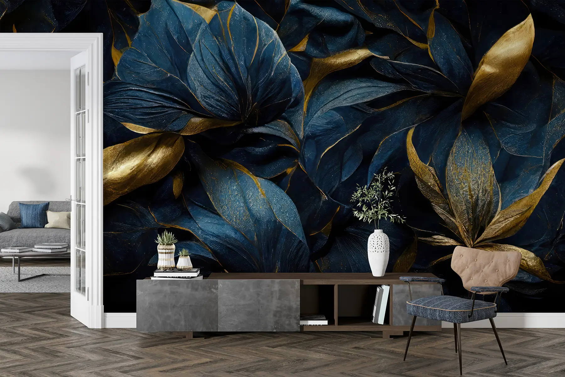 murais de parede Flores azuis reais u74140d1