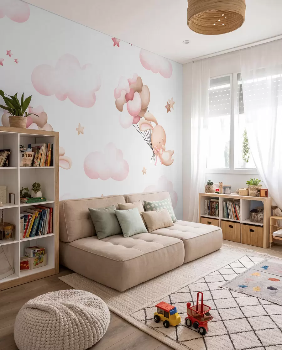 murais de parede Coelhos em viagem de balão I u95399d1