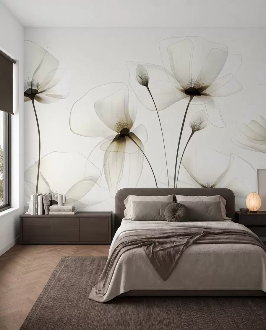 murais de parede Flores de aguarela transparentes w00143