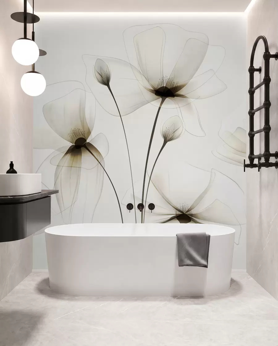 murais de parede Flores de aguarela transparentes w00143
