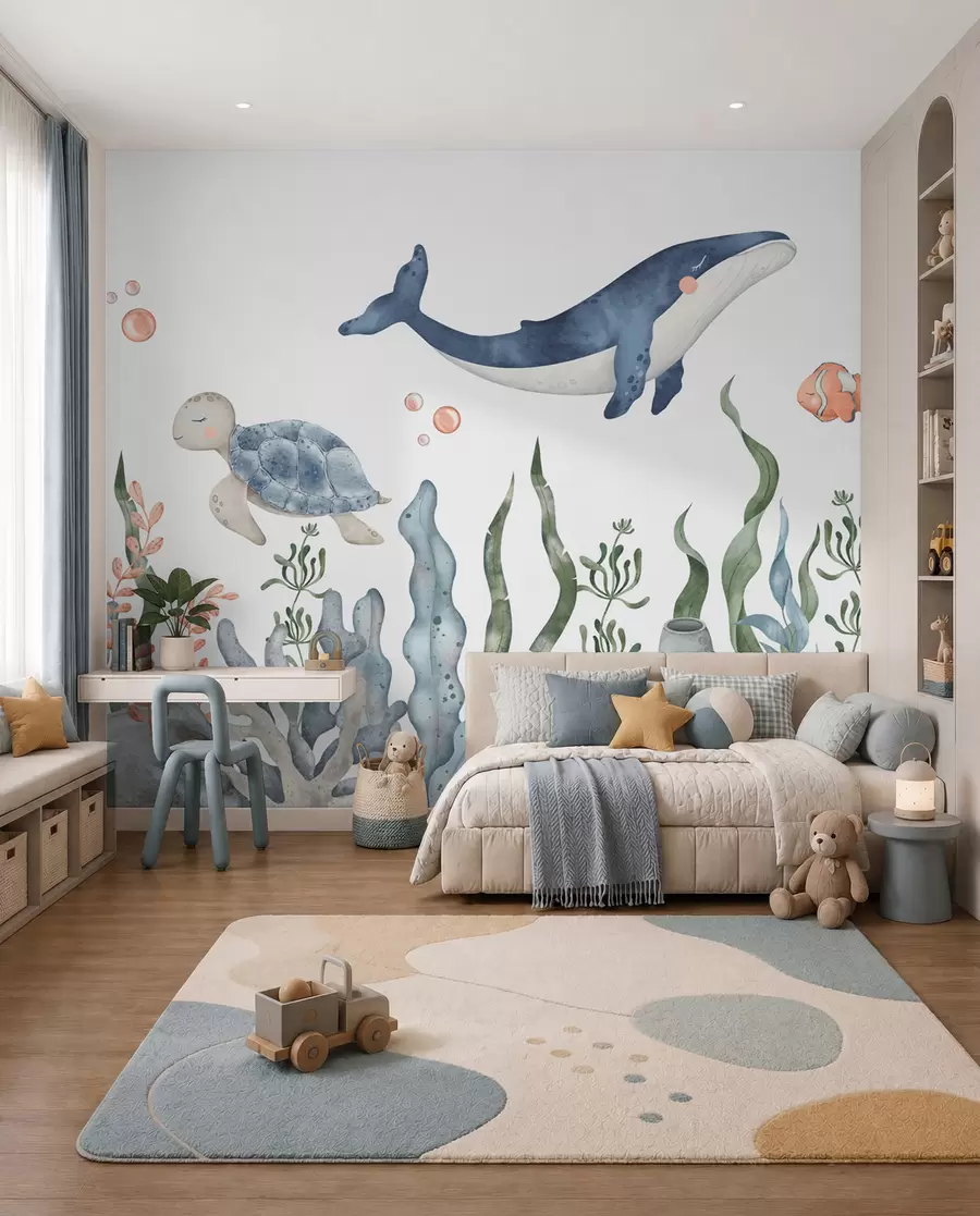 murais de parede Pequenos amigos do oceano w00383