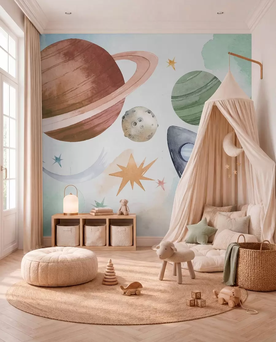 murais de parede Desfile de planetas pastel w00539