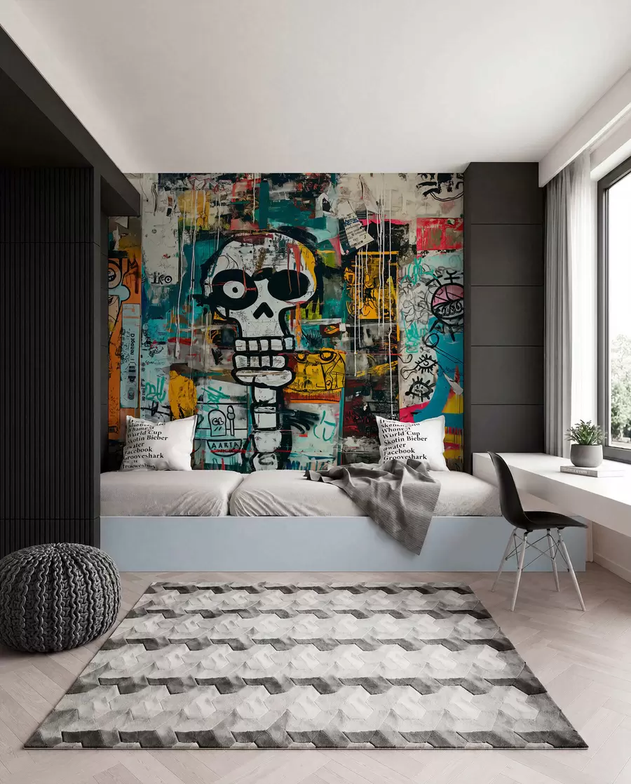 murais de parede Caveira em graffiti w01187