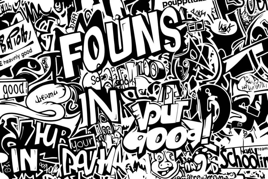 murais de parede Grafite preto e branco w01190