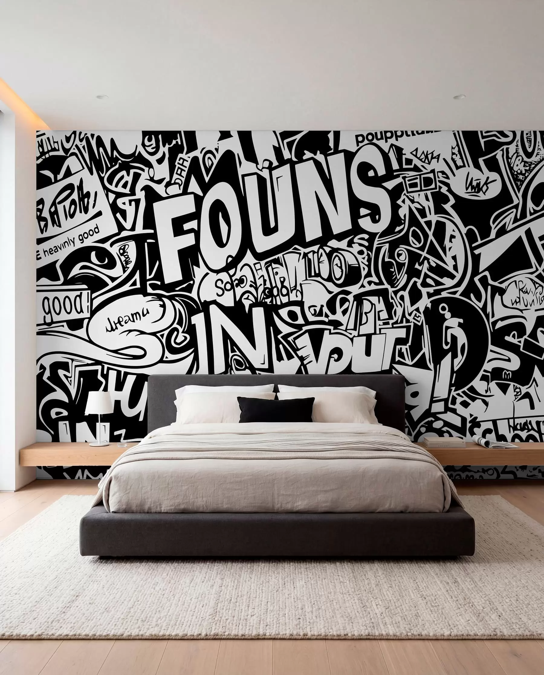 murais de parede Grafite preto e branco w01190