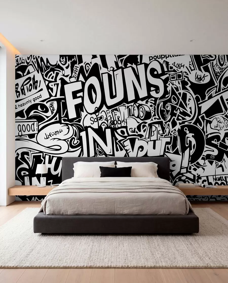 murais de parede Grafite preto e branco w01190