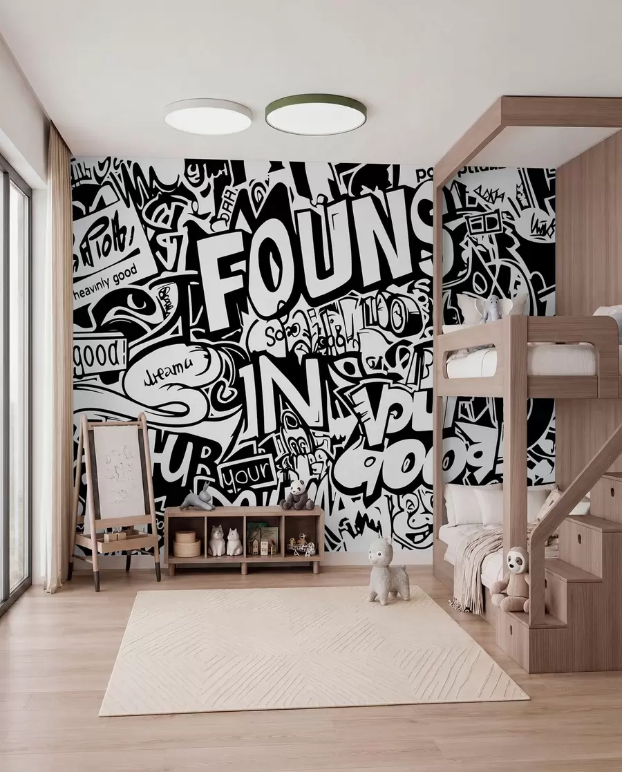 murais de parede Grafite preto e branco w01190