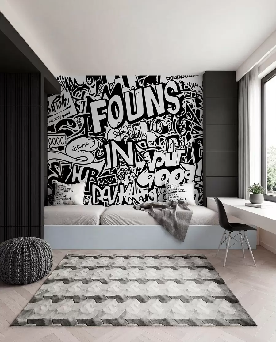 murais de parede Grafite preto e branco w01190