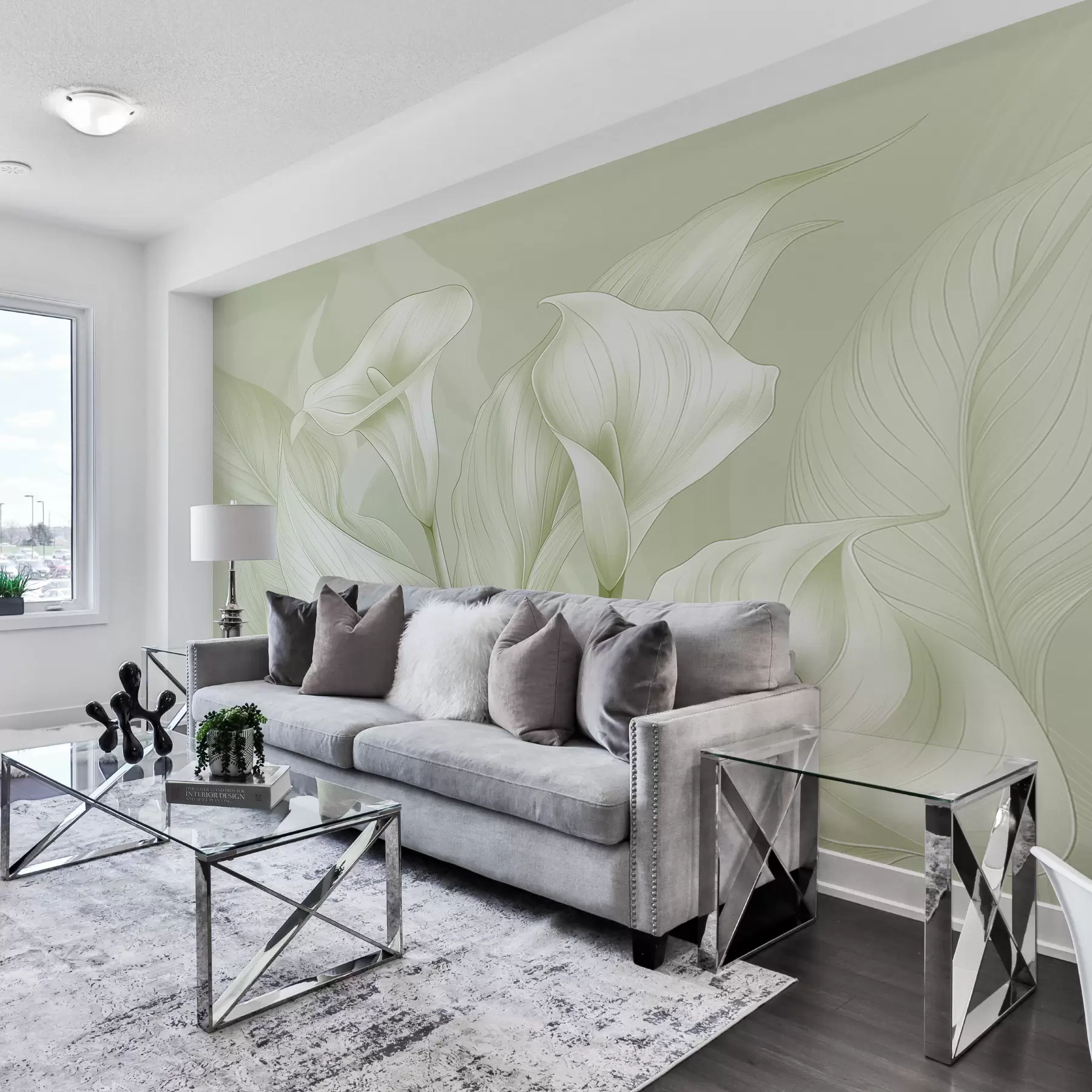 murais de parede flores delicadas na cor verde w01195v3