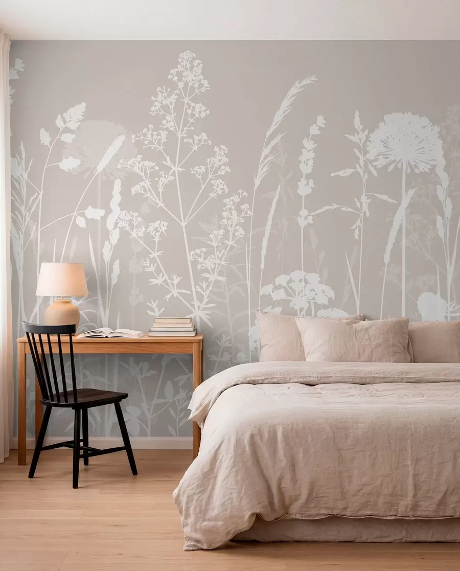 murais de parede Minimalismo suave de plantas e flores do campo w01270