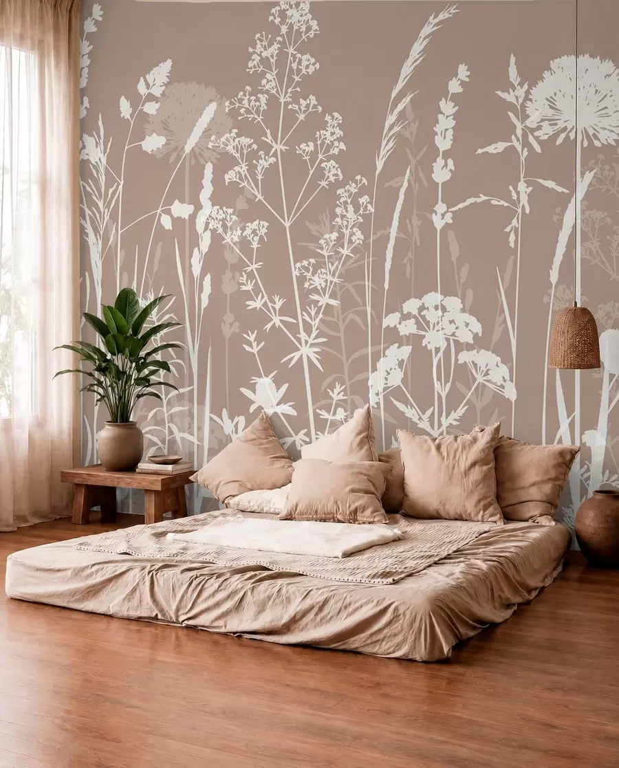 murais de parede Minimalismo suave de plantas e flores do campo w01270v3