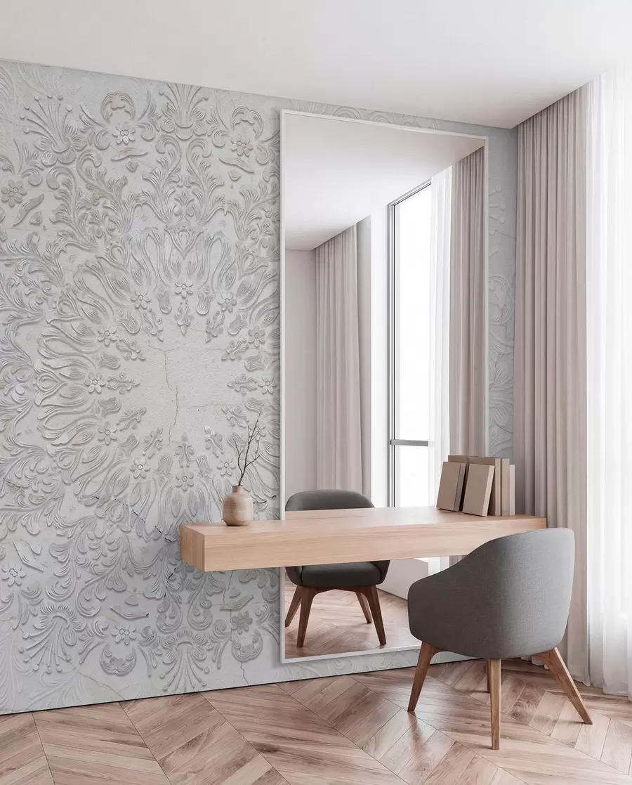 murais de parede Uma estampa de mandala altamente detalhada criando um lindo e delicado design de renda w01249