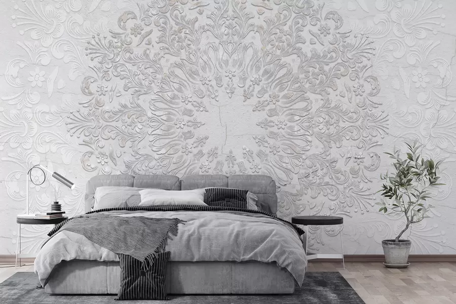 murais de parede Uma estampa de mandala altamente detalhada criando um lindo e delicado design de renda w01249
