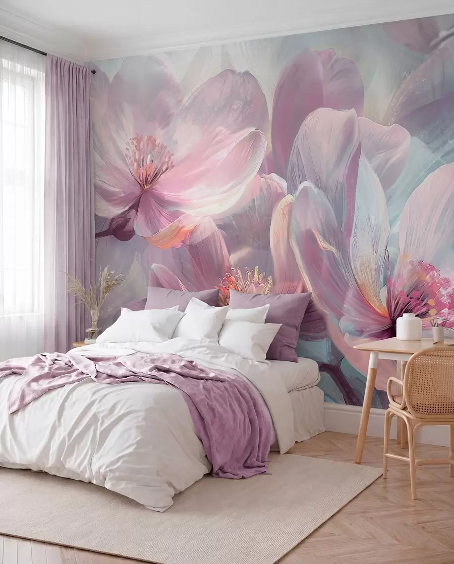 murais de parede Flores num brilho rosa w01307