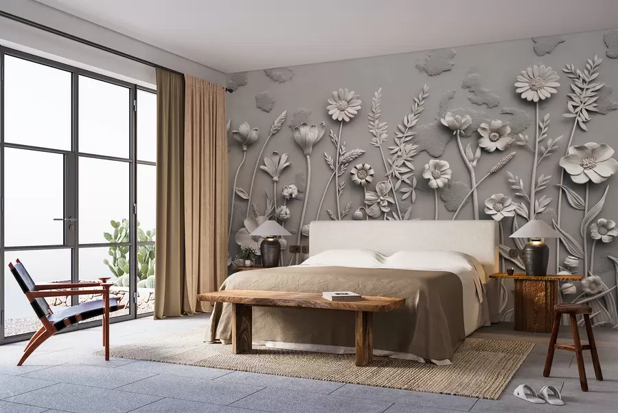 murais de parede Campo de flores 3D w07869v1