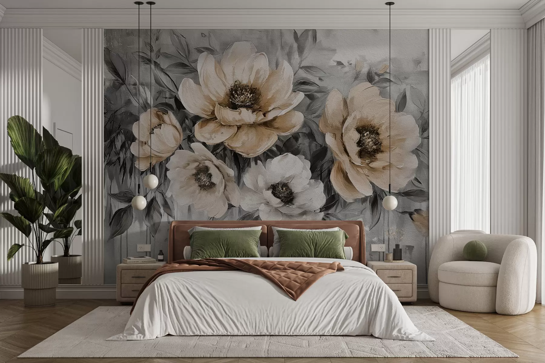 murais de parede aquarela de peônias florais abstratas em tons pastel w07948v2