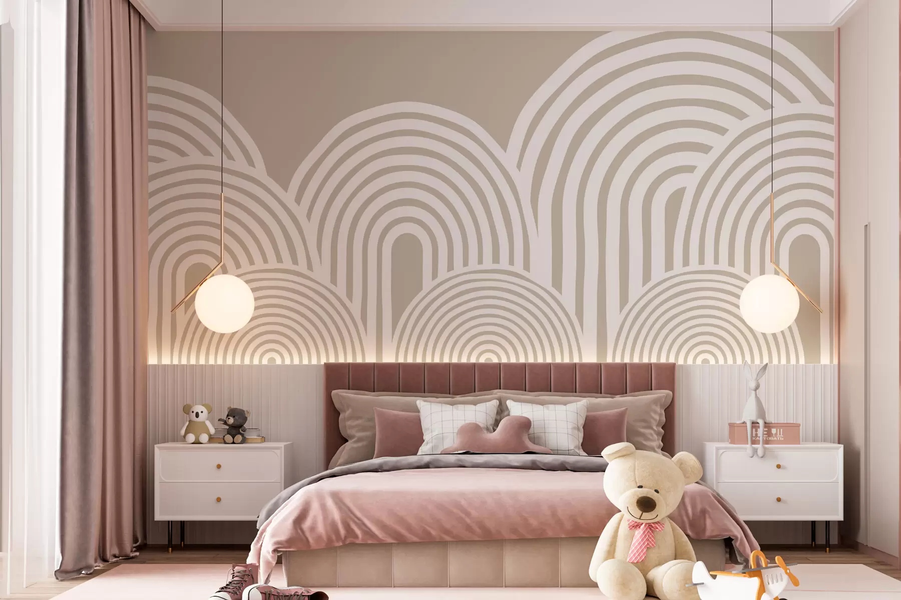 murais de parede Arcos ondulados, minimalismo de estilo escandinavo w08037v3