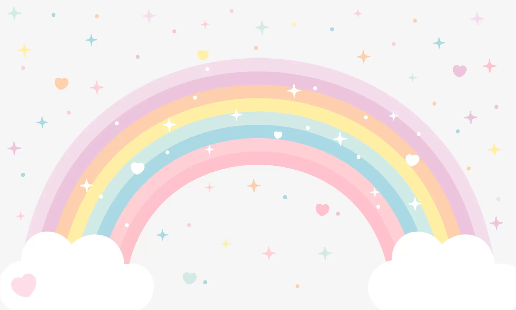 murais de parede Arco-íris colorido com estrelas e corações estilo escandinavo w08109