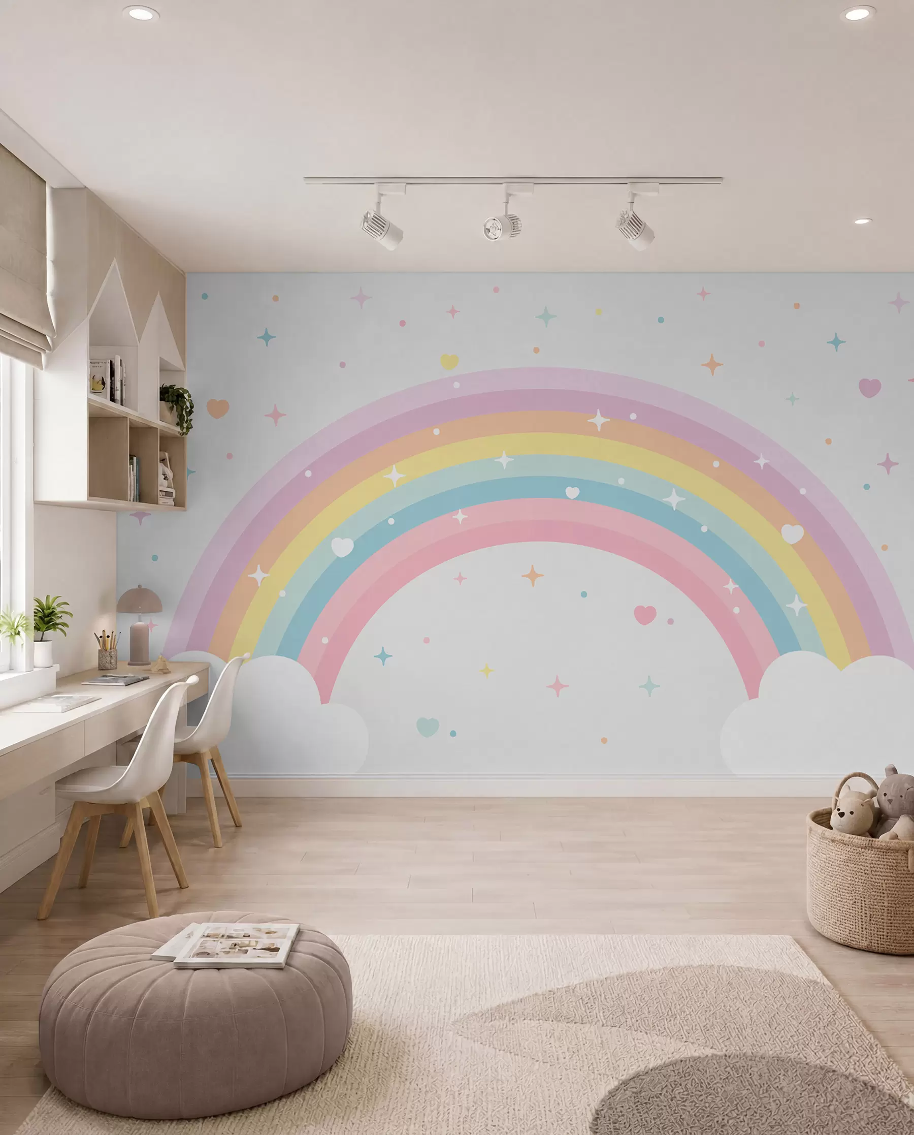 murais de parede Arco de cores e estrelas w08109