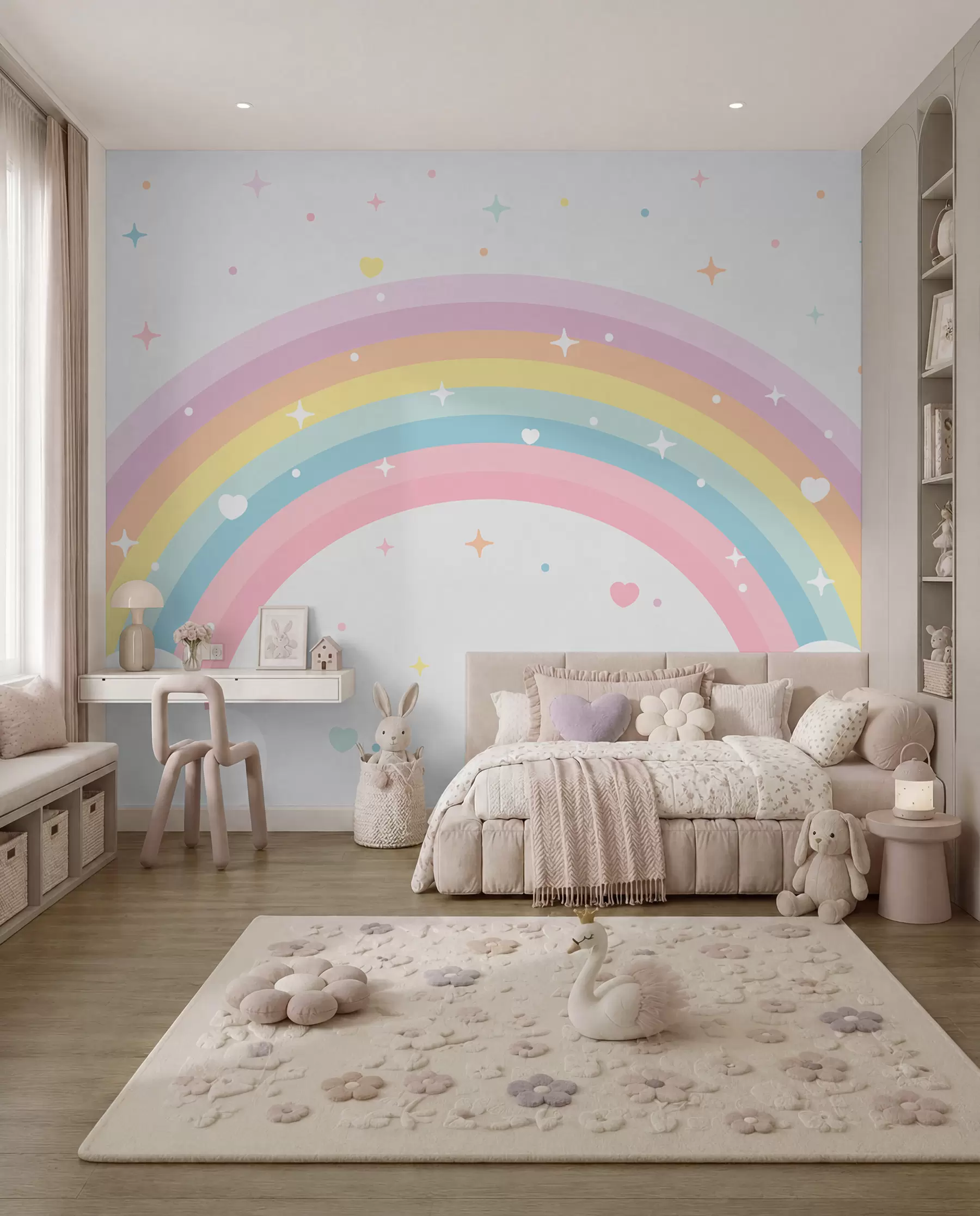 murais de parede Arco de cores e estrelas w08109