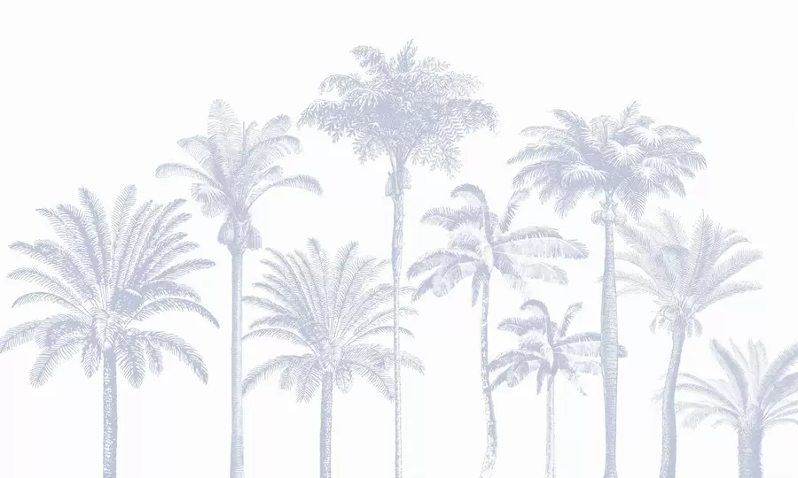 murais de parede Oásis de palmeiras tropicais cor azul mínima w08111v4