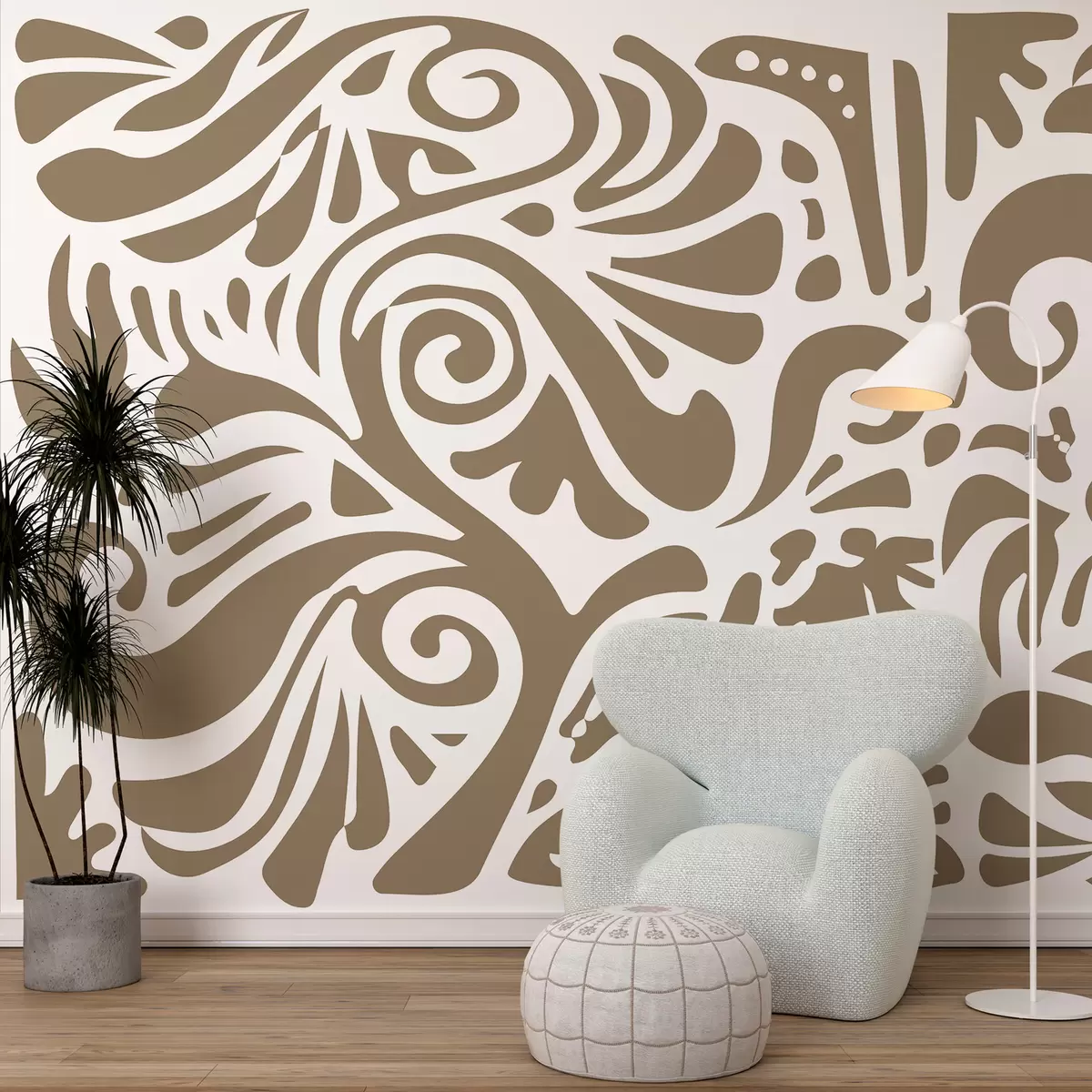 murais de parede areia arte abstrata papel de parede grandes padrões florais em estilo boho w08139