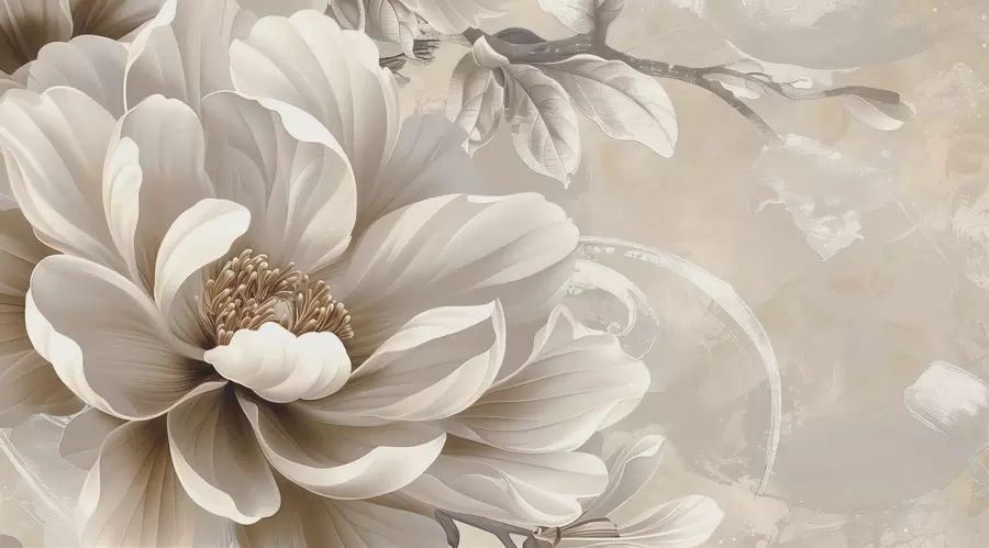 murais de parede Grande flor de amora na parede grunge w08181v2