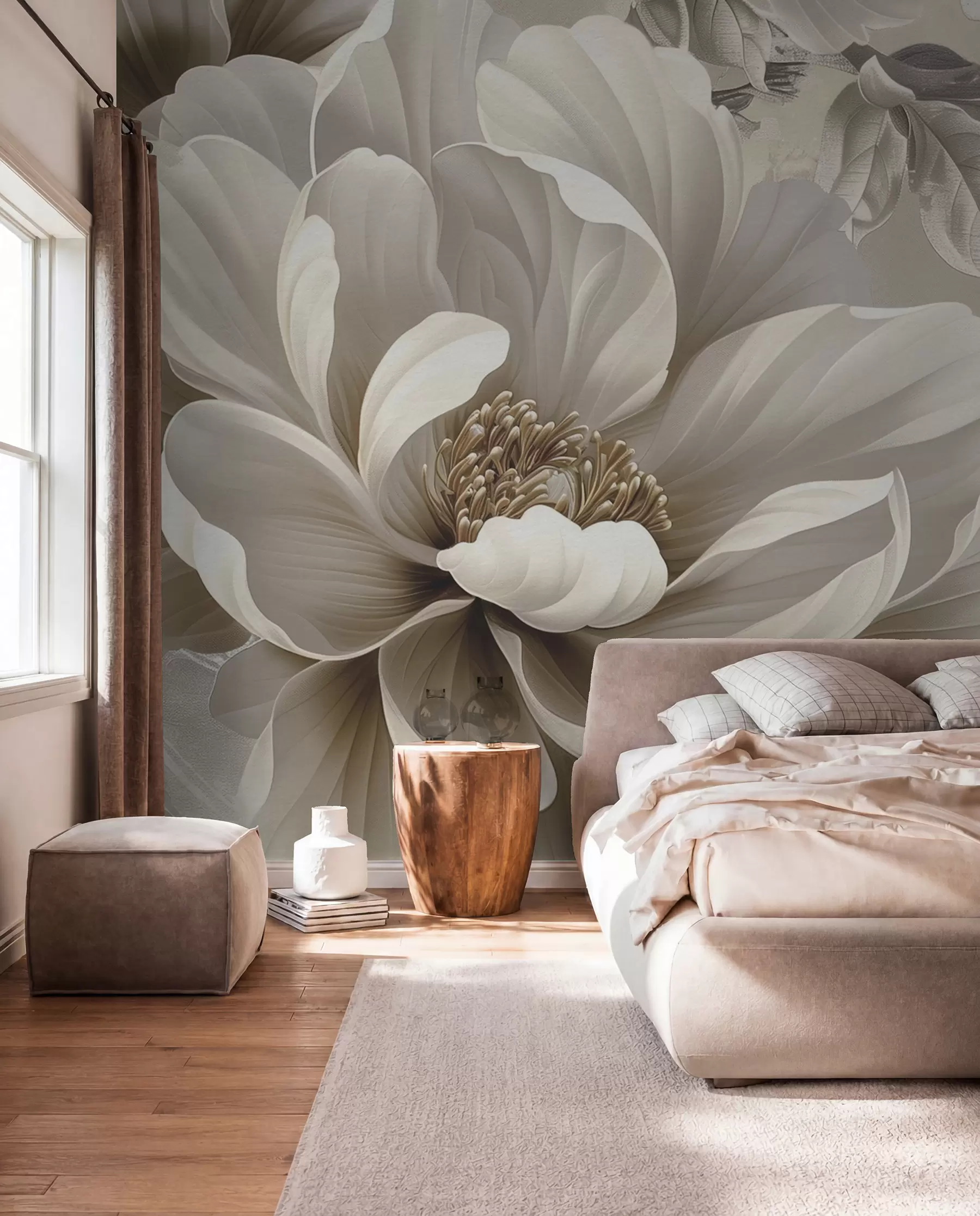 murais de parede Flor de marfim e volutas w08181v2