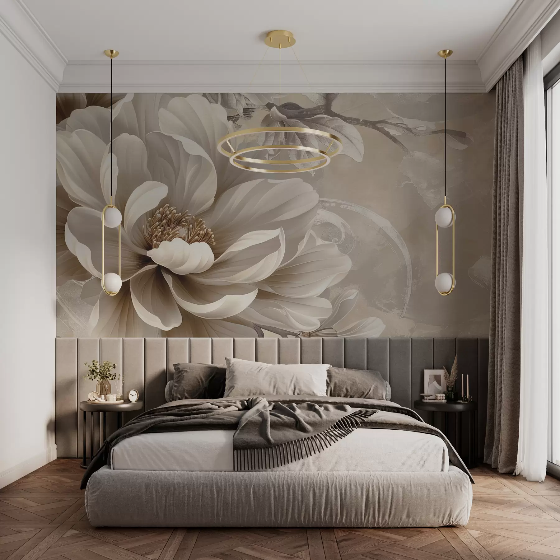 murais de parede Grande flor de amora na parede grunge w08181v2