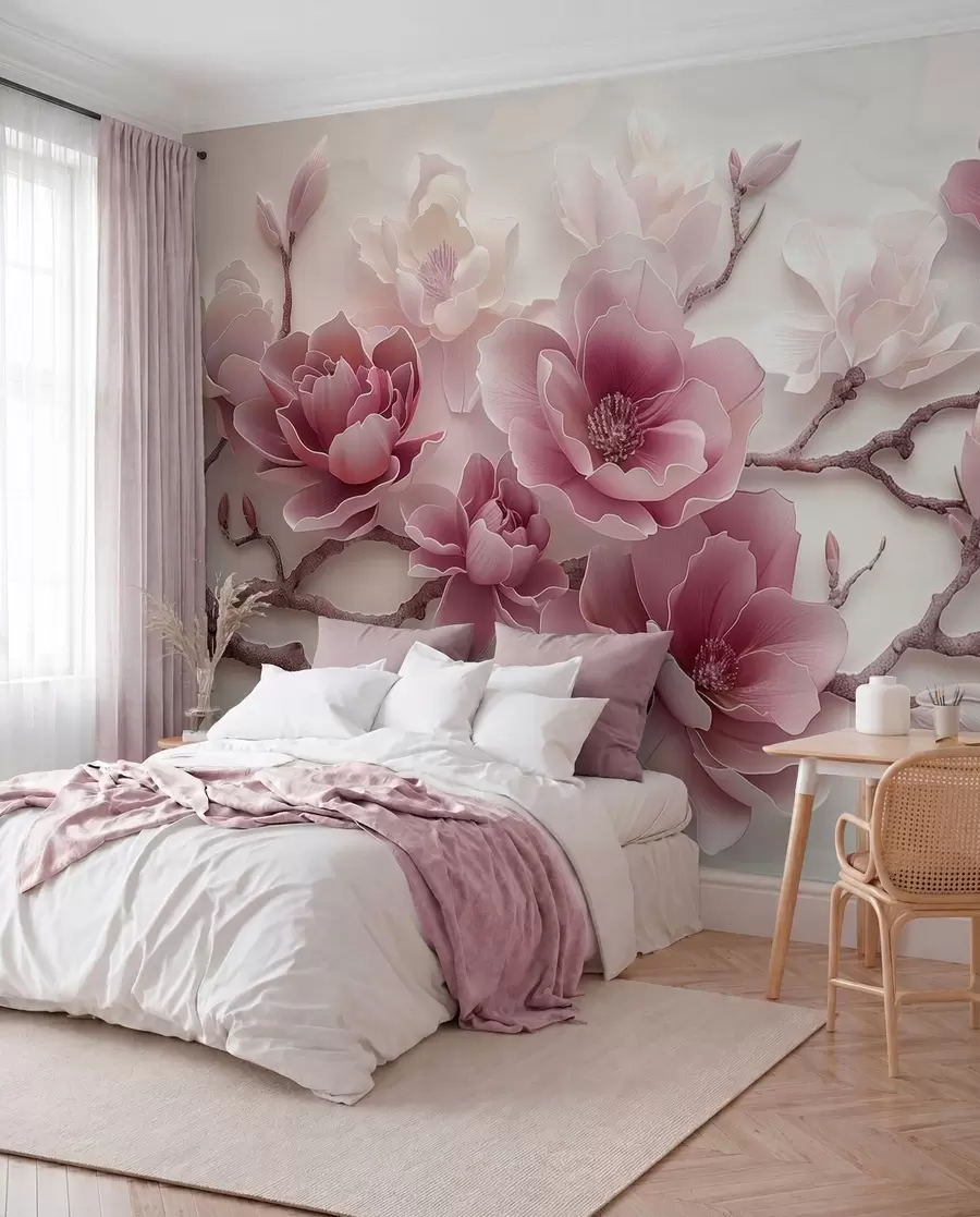 murais de parede Magnólia em rosa w01359v2