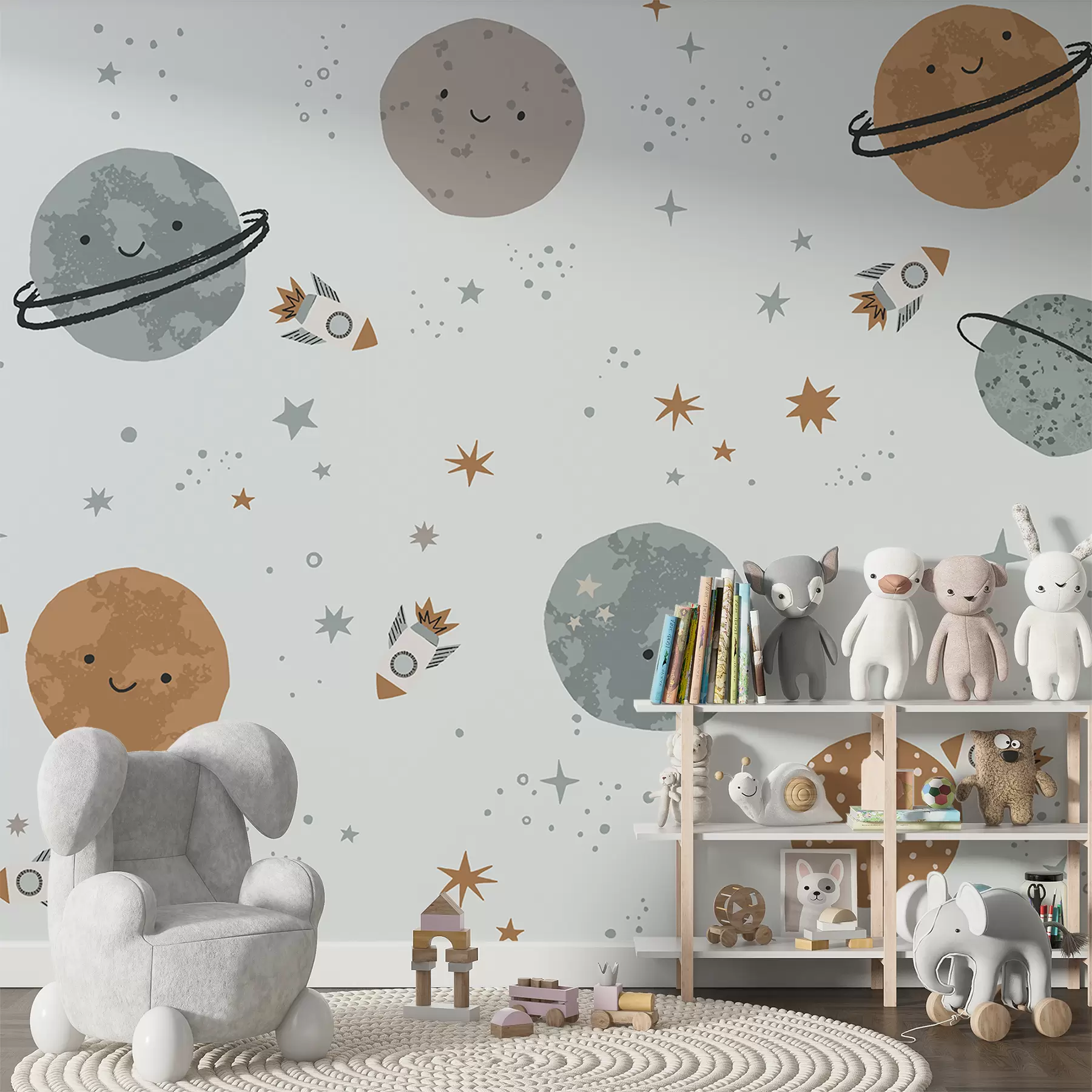 murais de parede Papel de parede infantil,espaço,planetas w01417