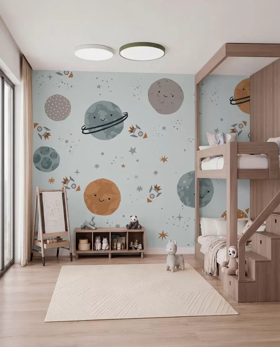 murais de parede Papel de parede infantil,espaço,planetas w01417