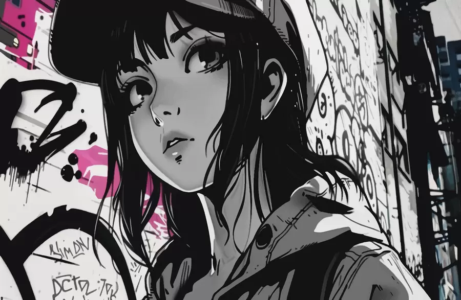 murais de parede Garota de anime w00973