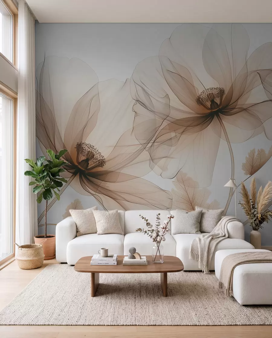 murais de parede Flores em tinta cobre w01482