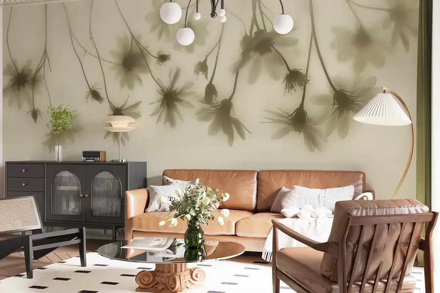 murais de parede Flores delicadas na neblina penduradas no alto em cores pastel w01469v1